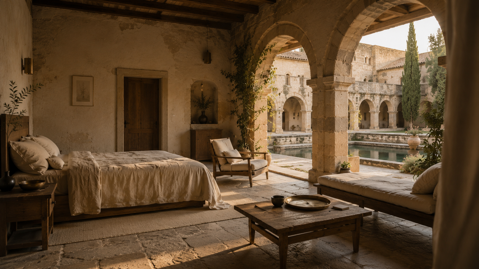 Suite Cloître — loggia privée à arcades