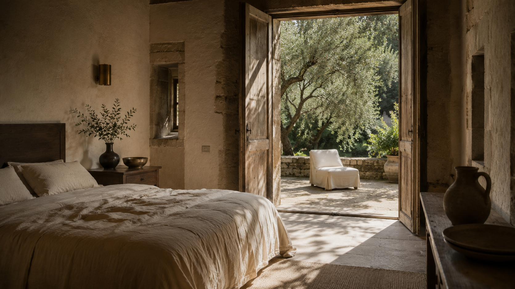Suite Jardin — terrasse privée parmi les oliviers
